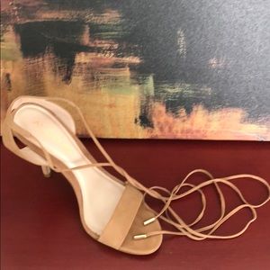 Aldo nude ankle tie up heels.